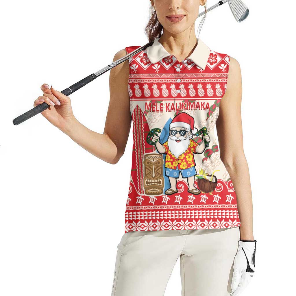 Hawaii Christmas Six Seven Women Sleeveless Polo Shirt Mele Kalikimaka Funny Santa 67 Gen Alpha Slang LT14 - Polynesian Pride