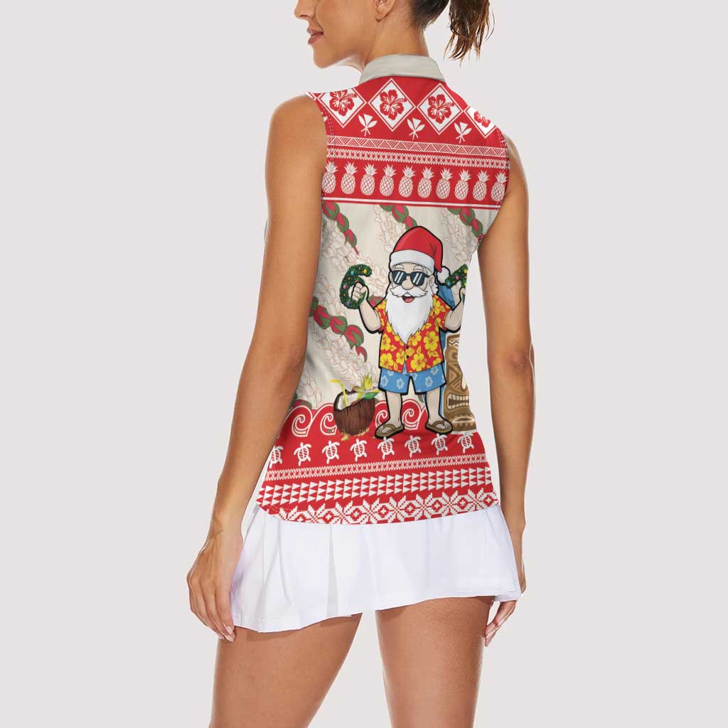 Hawaii Christmas Six Seven Women Sleeveless Polo Shirt Mele Kalikimaka Funny Santa 67 Gen Alpha Slang LT14 - Polynesian Pride