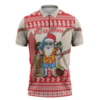 Hawaii Christmas Six Seven Zipper Polo Shirt Mele Kalikimaka Funny Santa 67 Gen Alpha Slang - Polynesian Pride