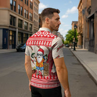 Hawaii Christmas Six Seven Zipper Polo Shirt Mele Kalikimaka Funny Santa 67 Gen Alpha Slang - Polynesian Pride