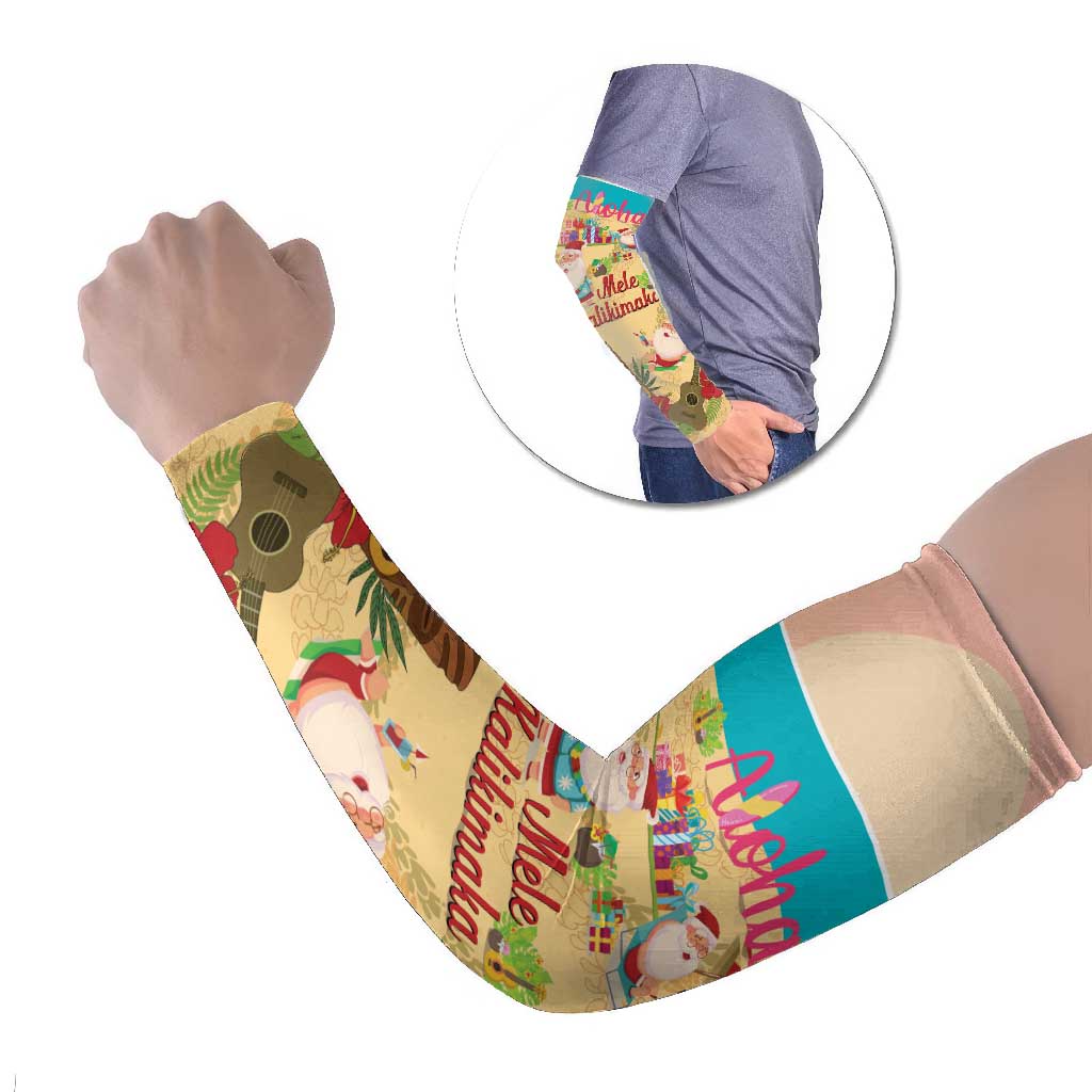 Aloha Hawaii Mele Kalikimaka Arm Sleeves Beachy Funny Santa Hawaiian Lei LT14 Set of 2 Yellow - Polynesian Pride