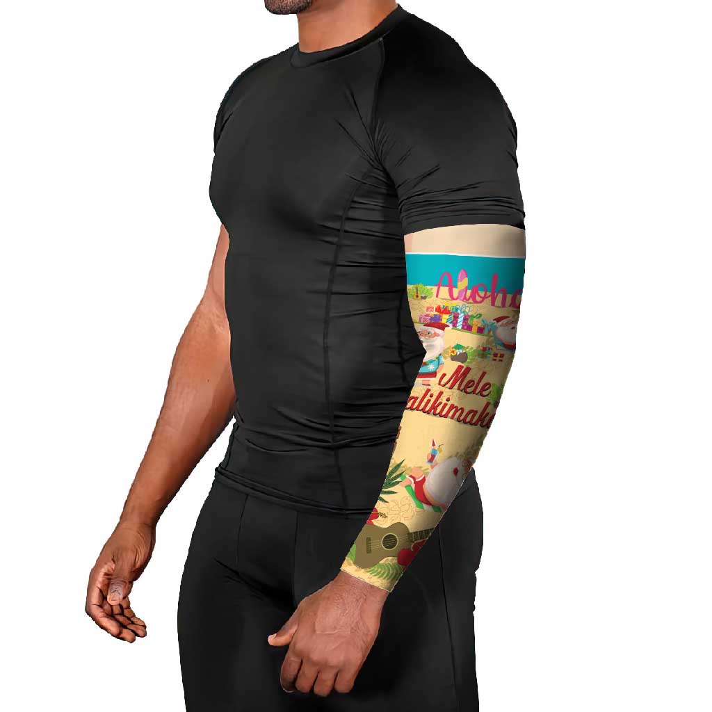 Aloha Hawaii Mele Kalikimaka Arm Sleeves Beachy Funny Santa Hawaiian Lei - Polynesian Pride