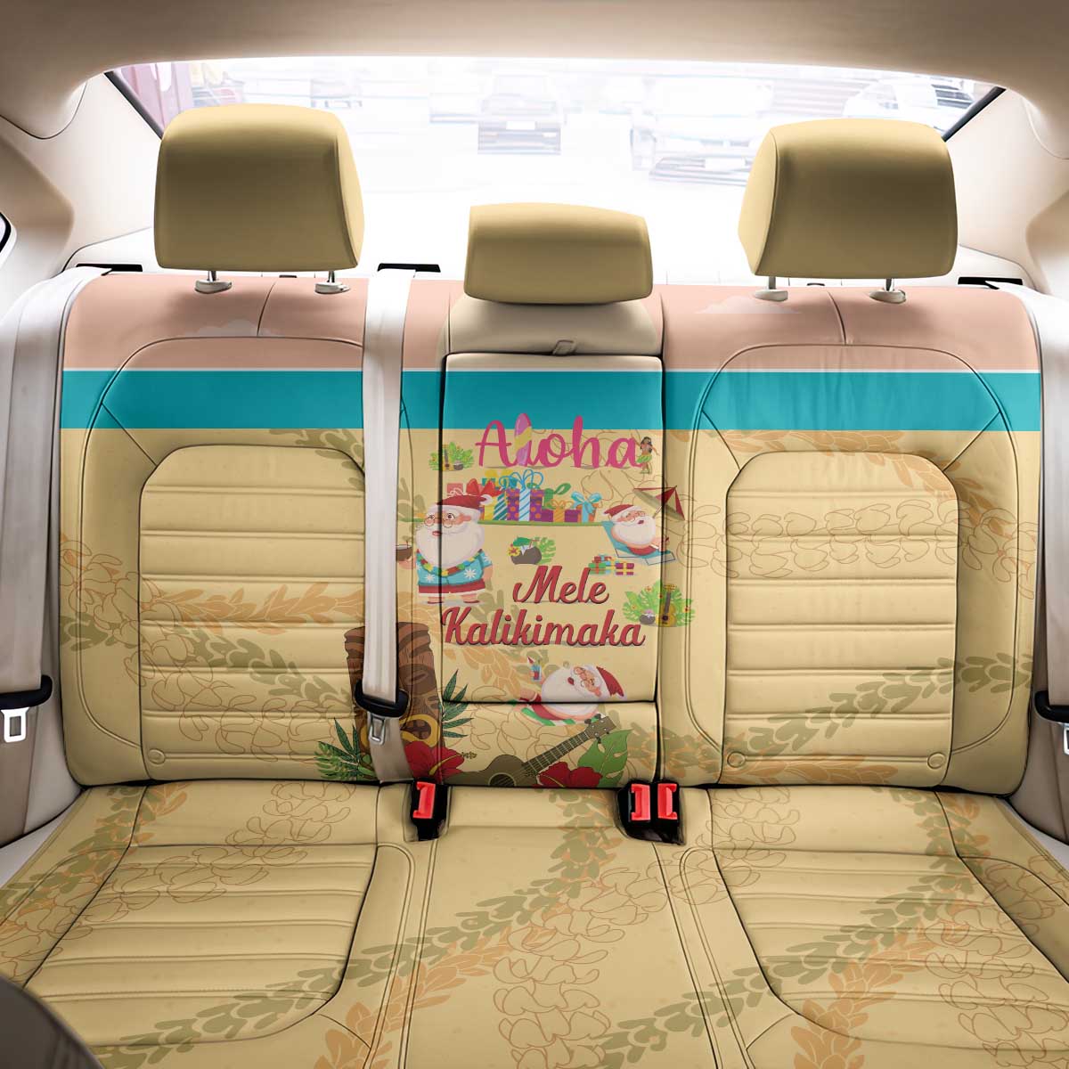 Aloha Hawaii Mele Kalikimaka Back Car Seat Cover Beachy Funny Santa Hawaiian Lei LT14 - Polynesian Pride