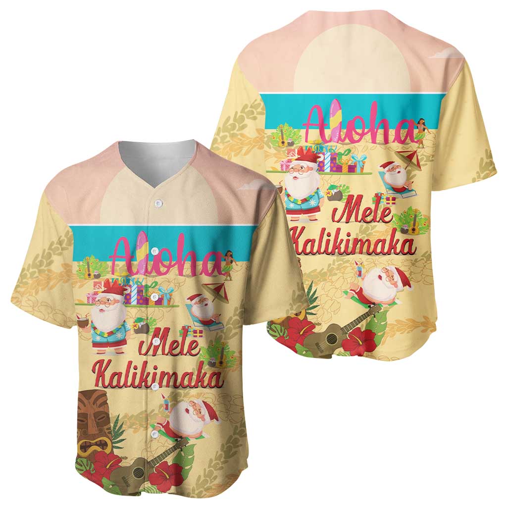 Aloha Hawaii Mele Kalikimaka Baseball Jersey Beachy Funny Santa Hawaiian Lei - Polynesian Pride