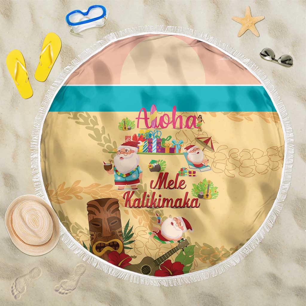 Aloha Hawaii Mele Kalikimaka Beach Blanket Beachy Funny Santa Hawaiian Lei LT14 One Size 150cm Yellow - Polynesian Pride