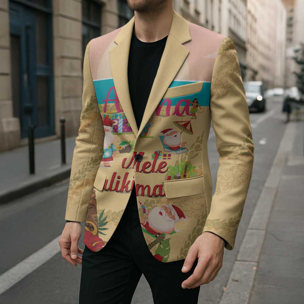 Aloha Hawaii Mele Kalikimaka Blazer Beachy Funny Santa Hawaiian Lei - Polynesian Pride