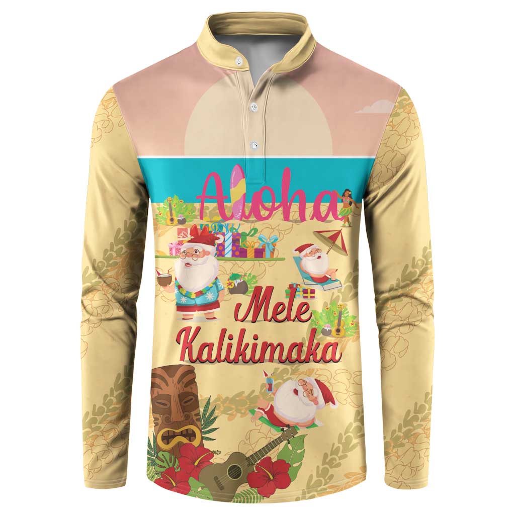 Aloha Hawaii Mele Kalikimaka Button Sweatshirt Beachy Funny Santa Hawaiian Lei LT14 Yellow - Polynesian Pride