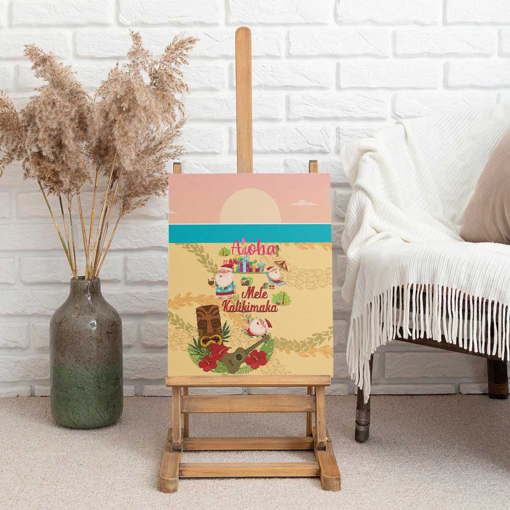 Aloha Hawaii Mele Kalikimaka Canvas Wall Art Beachy Funny Santa Hawaiian Lei LT14 - Polynesian Pride