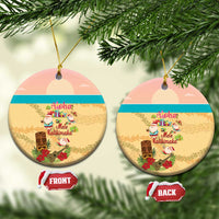 Aloha Hawaii Mele Kalikimaka Ceramic Ornament Beachy Funny Santa Hawaiian Lei - Polynesian Pride