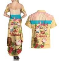 Aloha Hawaii Mele Kalikimaka Couples Matching Summer Maxi Dress and Hawaiian Shirt Beachy Funny Santa Hawaiian Lei LT14 - Polynesian Pride