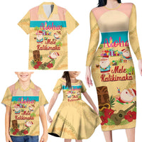 Aloha Hawaii Mele Kalikimaka Family Matching Long Sleeve Bodycon Dress and Hawaiian Shirt Beachy Funny Santa Hawaiian Lei LT14 - Polynesian Pride