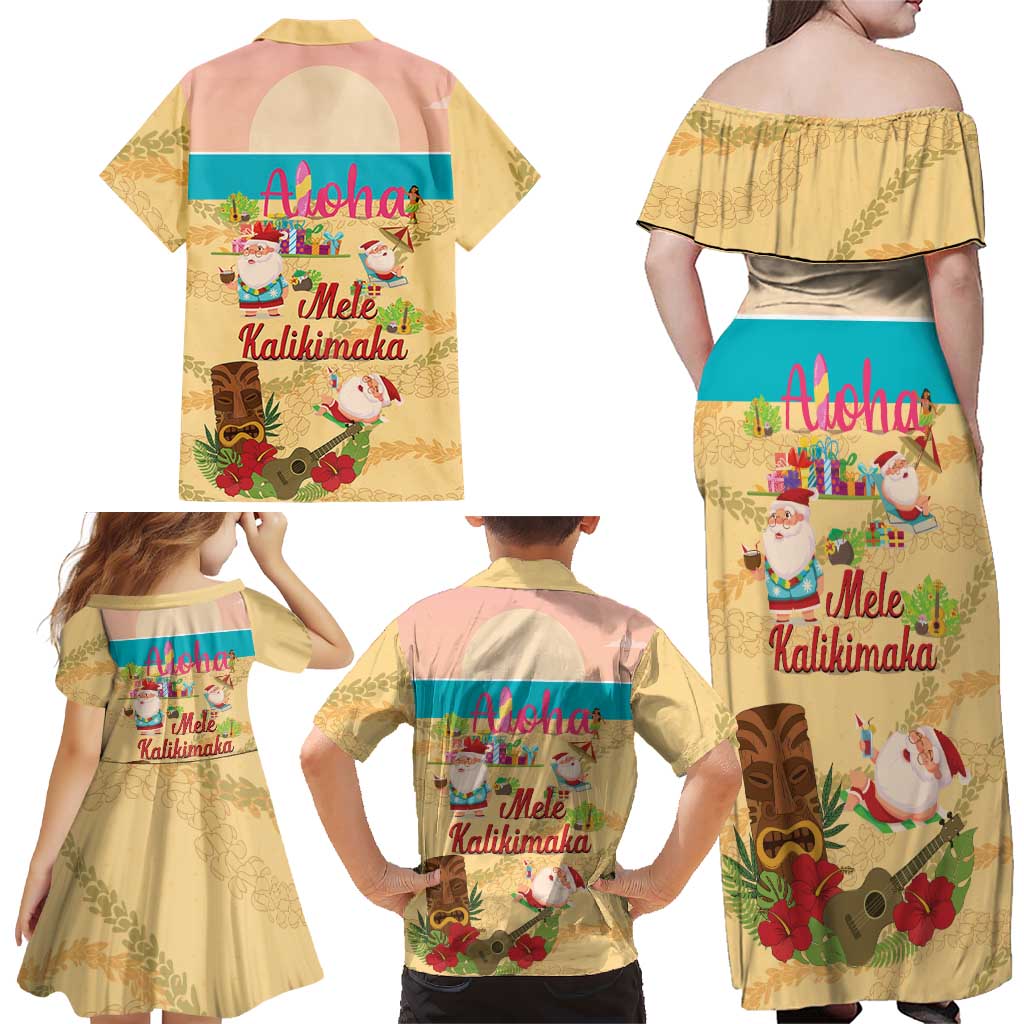 Aloha Hawaii Mele Kalikimaka Family Matching Off Shoulder Maxi Dress and Hawaiian Shirt Beachy Funny Santa Hawaiian Lei LT14 - Polynesian Pride