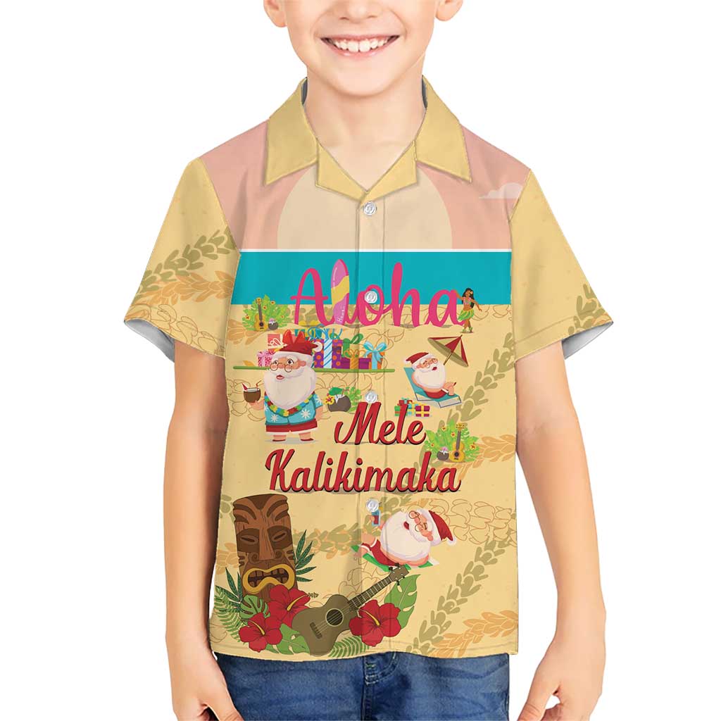Aloha Hawaii Mele Kalikimaka Family Matching Off Shoulder Short Dress and Hawaiian Shirt Beachy Funny Santa Hawaiian Lei LT14 - Polynesian Pride