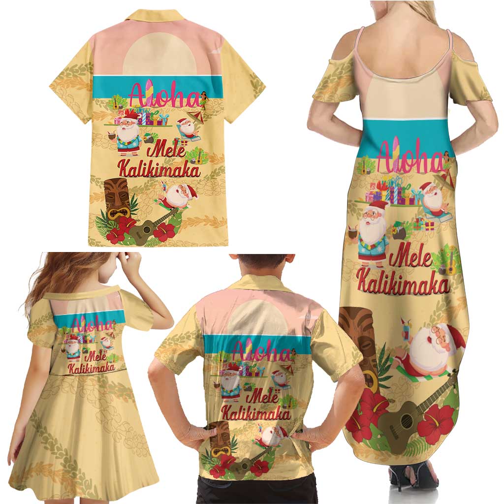 Aloha Hawaii Mele Kalikimaka Family Matching Summer Maxi Dress and Hawaiian Shirt Beachy Funny Santa Hawaiian Lei LT14 - Polynesian Pride