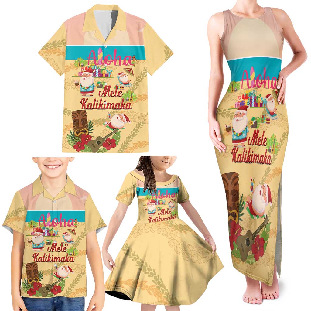 Aloha Hawaii Mele Kalikimaka Family Matching Tank Maxi Dress and Hawaiian Shirt Beachy Funny Santa Hawaiian Lei LT14 - Polynesian Pride