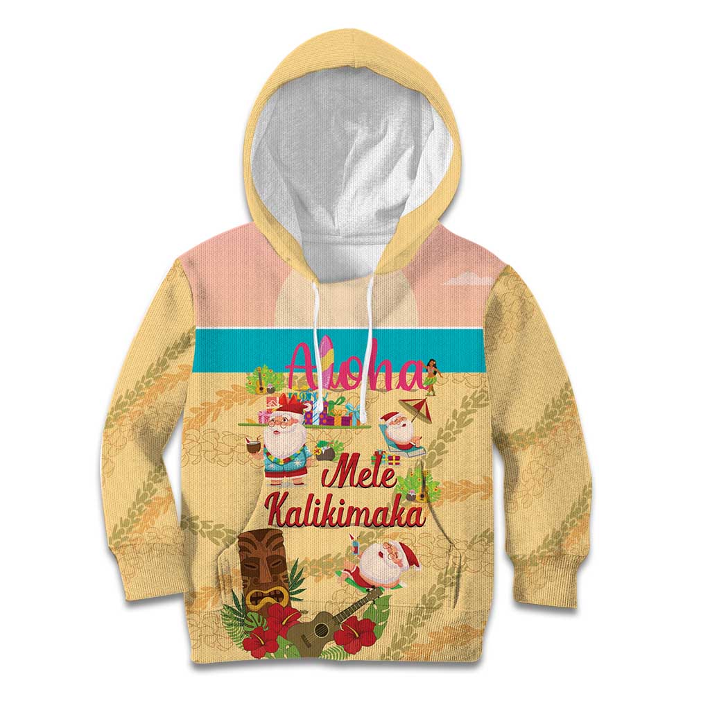 Aloha Hawaii Mele Kalikimaka Kid Hoodie Beachy Funny Santa Hawaiian Lei LT14 Hoodie Yellow - Polynesian Pride