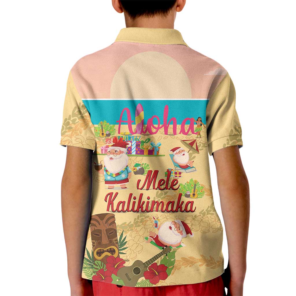 Aloha Hawaii Mele Kalikimaka Kid Polo Shirt Beachy Funny Santa Hawaiian Lei - Polynesian Pride