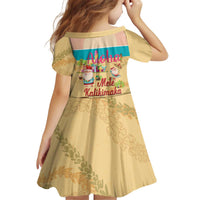 Aloha Hawaii Mele Kalikimaka Kid Short Sleeve Dress Beachy Funny Santa Hawaiian Lei - Polynesian Pride