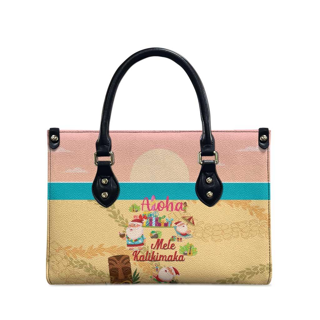 Aloha Hawaii Mele Kalikimaka Leather Bag Beachy Funny Santa Hawaiian Lei LT14 - Polynesian Pride
