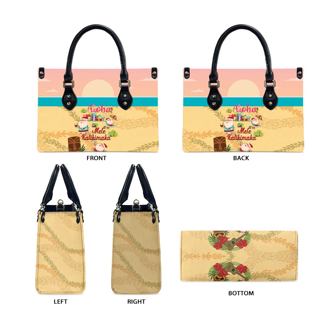 Aloha Hawaii Mele Kalikimaka Leather Bag Beachy Funny Santa Hawaiian Lei LT14 - Polynesian Pride