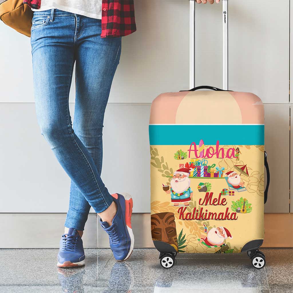 Aloha Hawaii Mele Kalikimaka Luggage Cover Beachy Funny Santa Hawaiian Lei LT14 - Polynesian Pride
