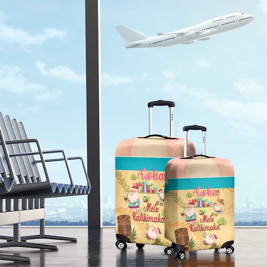 Aloha Hawaii Mele Kalikimaka Luggage Cover Beachy Funny Santa Hawaiian Lei LT14 - Polynesian Pride