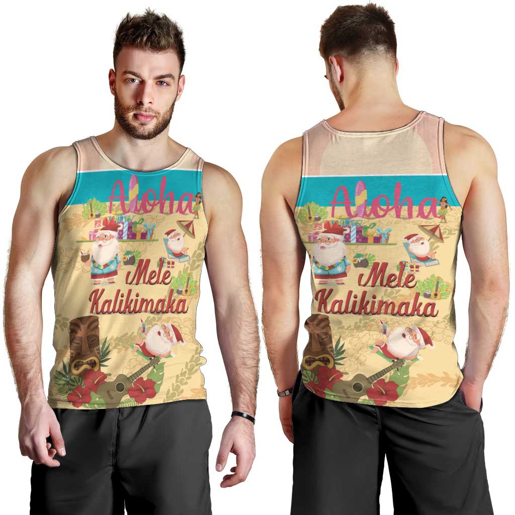 Aloha Hawaii Mele Kalikimaka Men Tank Top Beachy Funny Santa Hawaiian Lei - Polynesian Pride