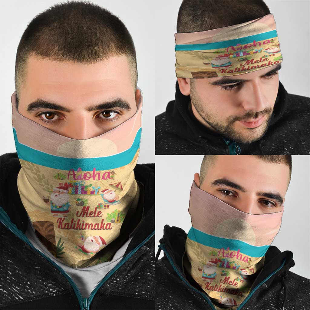 Aloha Hawaii Mele Kalikimaka Neck Gaiter Beachy Funny Santa Hawaiian Lei - Polynesian Pride