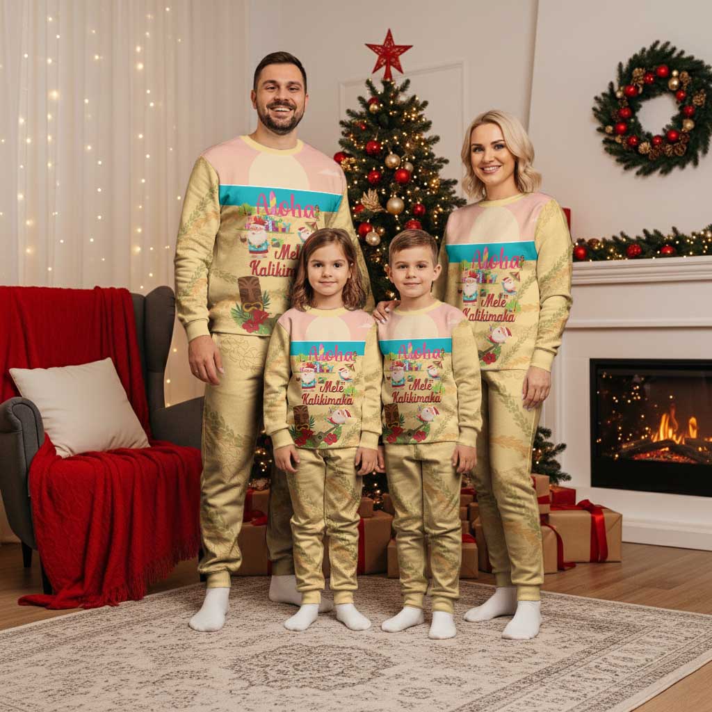 Aloha Hawaii Mele Kalikimaka Christmas Pajama Set Beachy Funny Santa Hawaiian Lei - Polynesian Pride