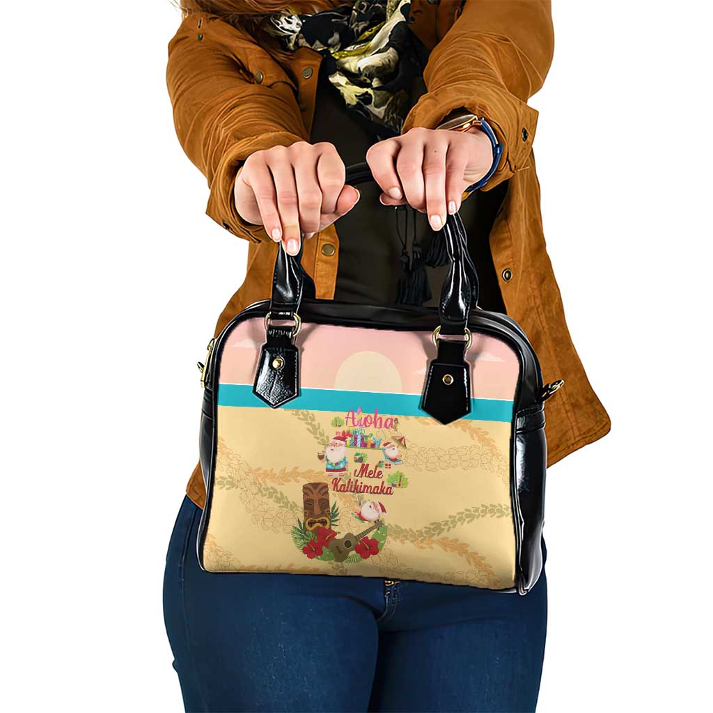 Aloha Hawaii Mele Kalikimaka Shoulder Handbag Beachy Funny Santa Hawaiian Lei LT14 One Size Yellow - Polynesian Pride
