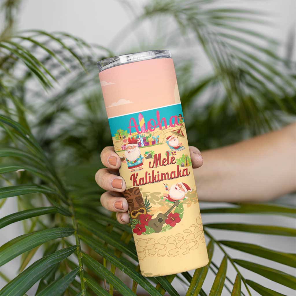 Aloha Hawaii Mele Kalikimaka Skinny Tumbler Beachy Funny Santa Hawaiian Lei - Polynesian Pride