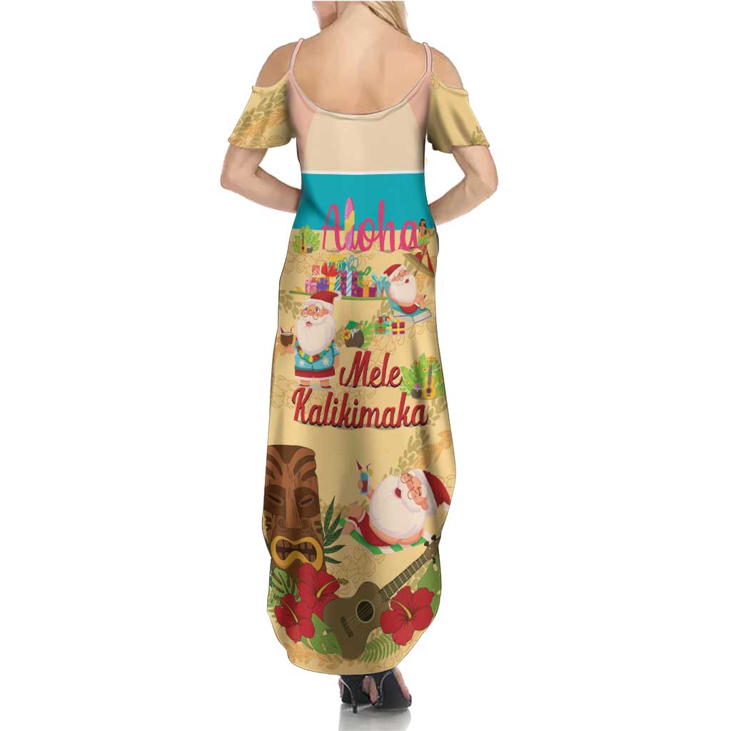 Aloha Hawaii Mele Kalikimaka Summer Maxi Dress Beachy Funny Santa Hawaiian Lei - Polynesian Pride
