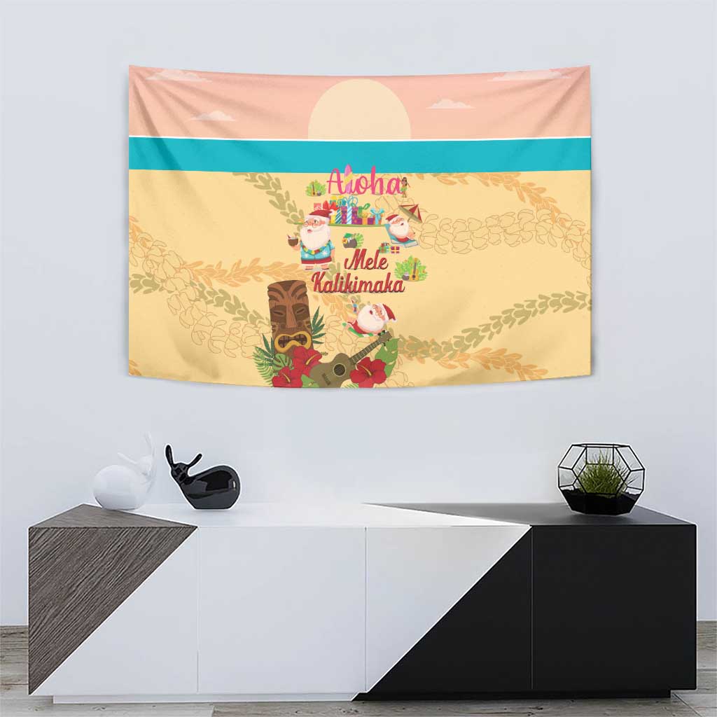 Aloha Hawaii Mele Kalikimaka Tapestry Beachy Funny Santa Hawaiian Lei - Polynesian Pride