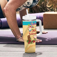 Aloha Hawaii Mele Kalikimaka Tumbler With Handle Beachy Funny Santa Hawaiian Lei - Polynesian Pride