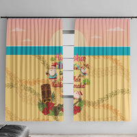 Aloha Hawaii Mele Kalikimaka Window Curtain Beachy Funny Santa Hawaiian Lei LT14 With Hooks Yellow - Polynesian Pride