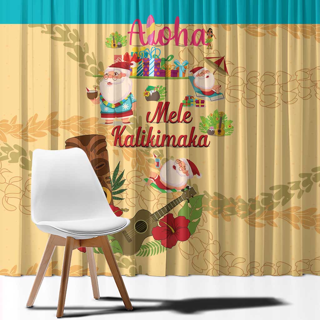 Aloha Hawaii Mele Kalikimaka Window Curtain Beachy Funny Santa Hawaiian Lei LT14 - Polynesian Pride