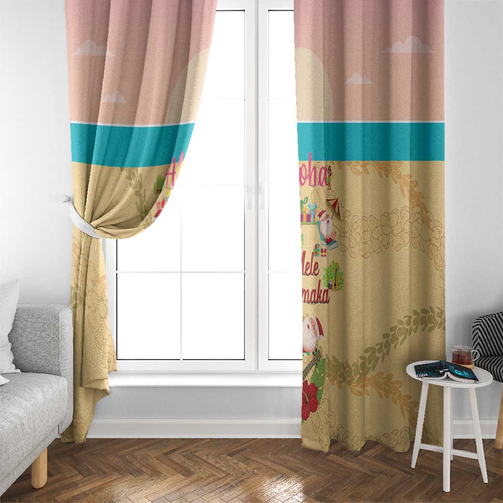 Aloha Hawaii Mele Kalikimaka Window Curtain Beachy Funny Santa Hawaiian Lei LT14 - Polynesian Pride
