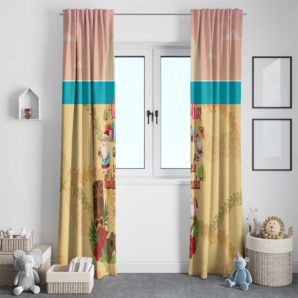 Aloha Hawaii Mele Kalikimaka Window Curtain Beachy Funny Santa Hawaiian Lei LT14 - Polynesian Pride