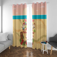 Aloha Hawaii Mele Kalikimaka Window Curtain Beachy Funny Santa Hawaiian Lei LT14 With Grommets Yellow - Polynesian Pride