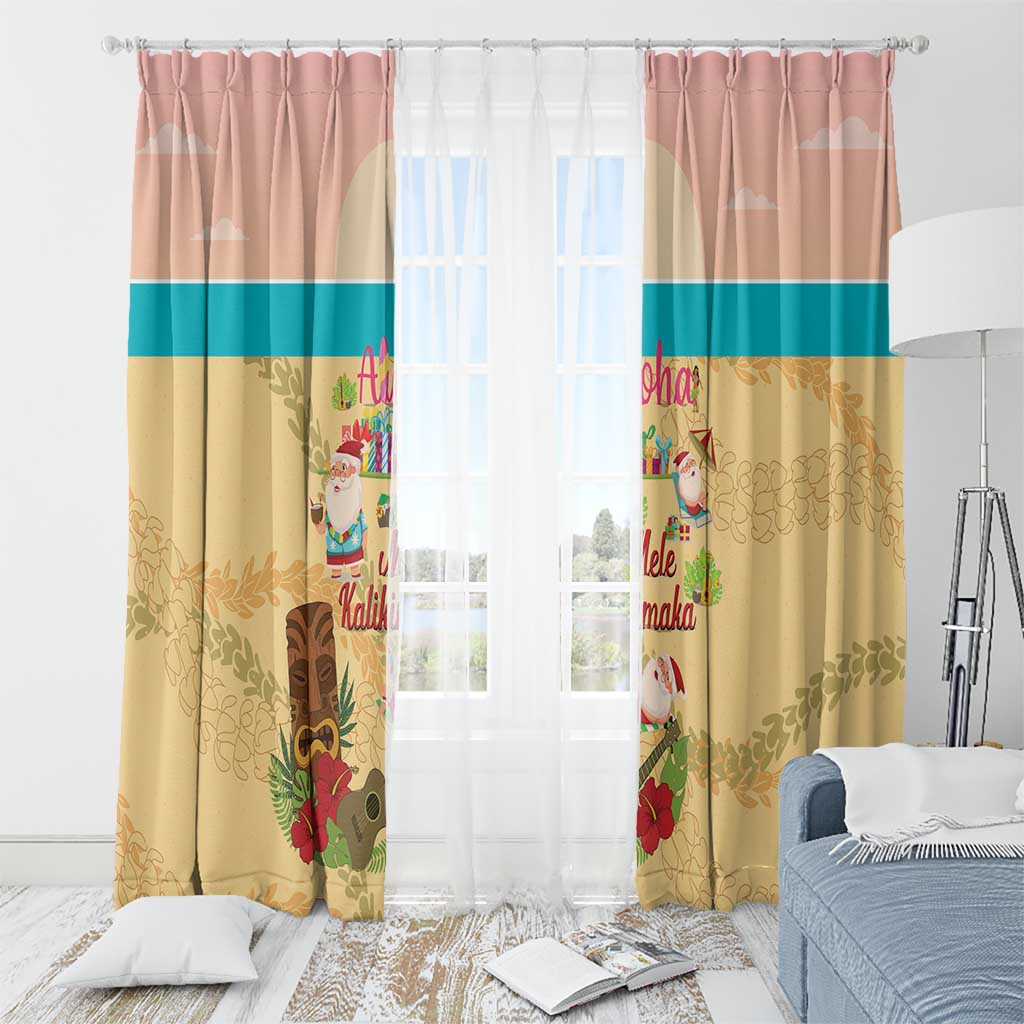 Aloha Hawaii Mele Kalikimaka Window Curtain Beachy Funny Santa Hawaiian Lei LT14 - Polynesian Pride