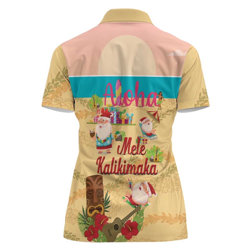 Aloha Hawaii Mele Kalikimaka Women Polo Shirt Beachy Funny Santa Hawaiian Lei - Polynesian Pride