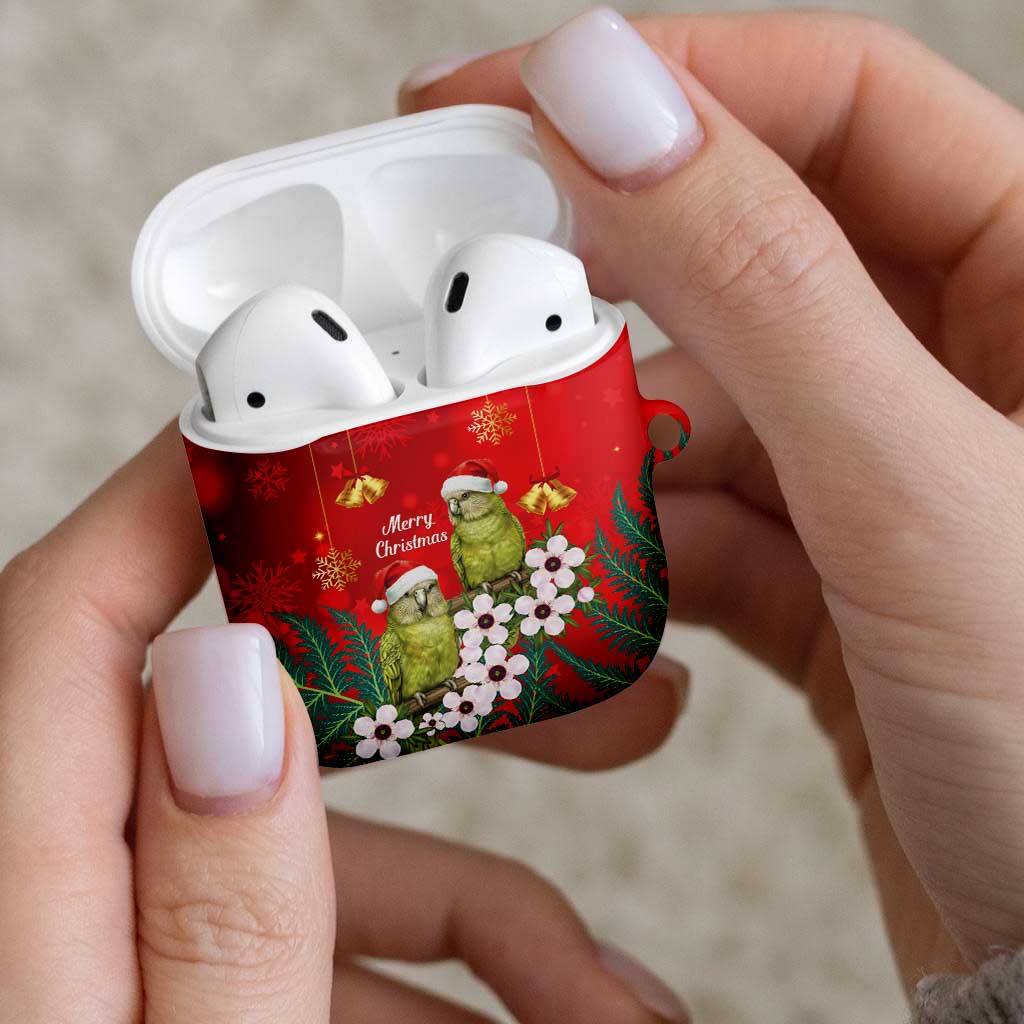 New Zealand Kakapo Christmas AirPods Case Owl Parrot Santa Sliver Fern Manuka - Red - Polynesian Pride