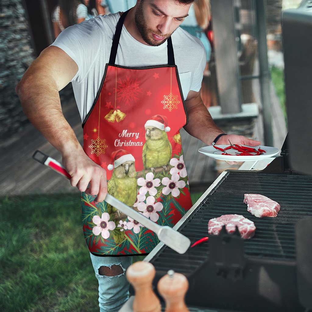 New Zealand Kakapo Christmas Apron Owl Parrot Santa Sliver Fern Manuka - Red - Polynesian Pride