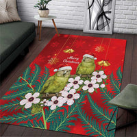 New Zealand Kakapo Christmas Area Rug Owl Parrot Santa Sliver Fern Manuka - Red - Polynesian Pride