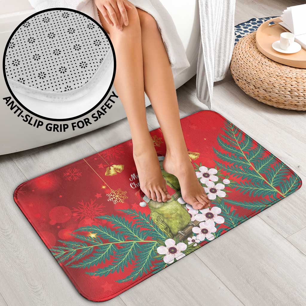 New Zealand Kakapo Christmas Bathroom Set Owl Parrot Santa Sliver Fern Manuka - Red - Polynesian Pride