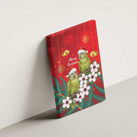 New Zealand Kakapo Christmas Canvas Wall Art Owl Parrot Santa Sliver Fern Manuka - Red - Polynesian Pride