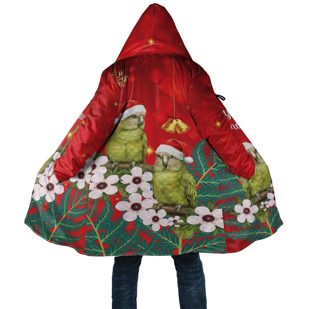 New Zealand Kakapo Christmas Cloak Owl Parrot Santa Sliver Fern Manuka - Red - Polynesian Pride