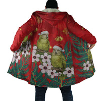 New Zealand Kakapo Christmas Cloak Owl Parrot Santa Sliver Fern Manuka - Red - Polynesian Pride