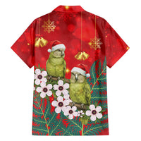 New Zealand Kakapo Christmas Family Matching Short Sleeve Bodycon Dress and Hawaiian Shirt Owl Parrot Santa Sliver Fern Manuka - Red - Polynesian Pride