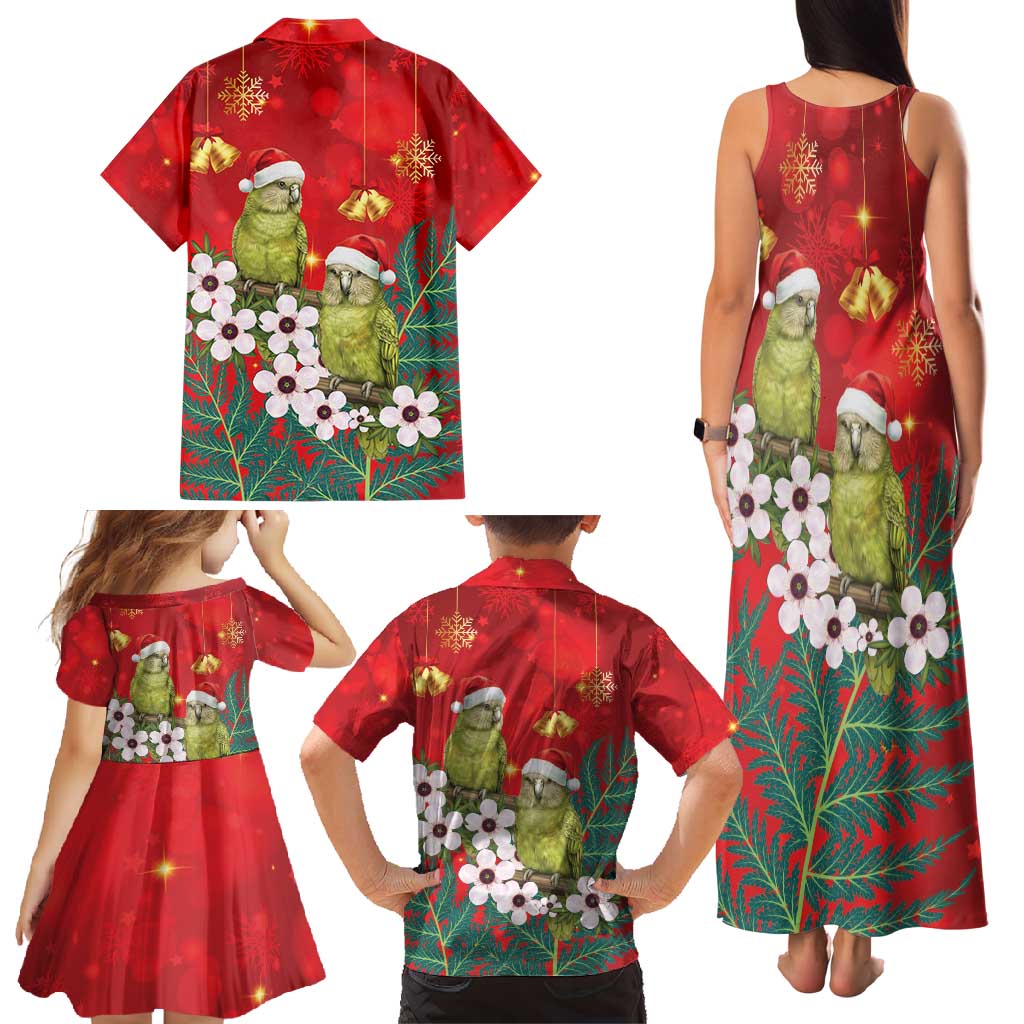 New Zealand Kakapo Christmas Family Matching Tank Maxi Dress and Hawaiian Shirt Owl Parrot Santa Sliver Fern Manuka - Red - Polynesian Pride